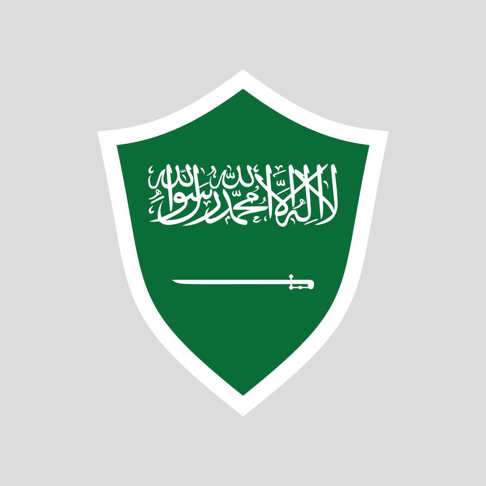 saudi arabien flagga i skydda form vektor