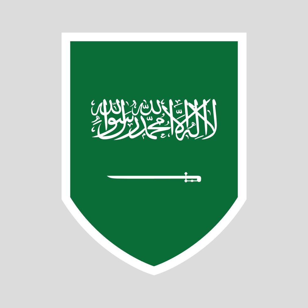 saudi arabien flagga i skydda form vektor