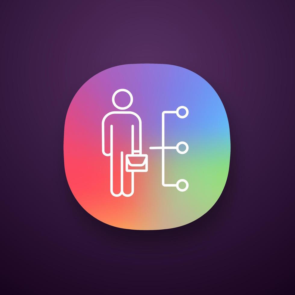 Symbol für die App für Mitarbeiterfähigkeiten. ui ux-Benutzeroberfläche. Führer. Geschäftsmann. beruflichen Qualitäten. Web- oder mobile Anwendung. isolierte Vektorgrafik vektor