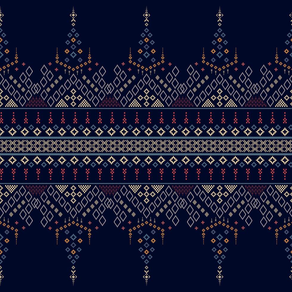 das traditionell Kreuz Stich idian Kleider Muster, bunt geometrisch traditionell ethnisch Textilien nahtlos Textilien, ein abstrakt Design zum Stoff vektor