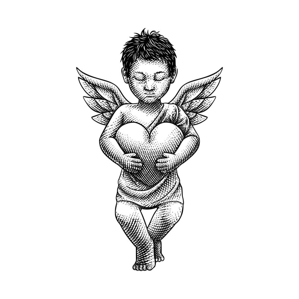 Engel von Liebe Jahrgang Illustration vektor