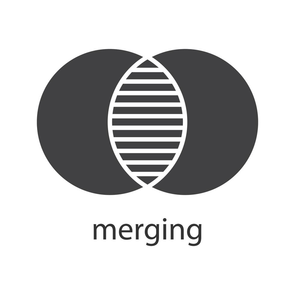 sammanslagna glyfikon. siluett symbol. cellabsorption. integration abstrakt metafor. negativt utrymme. vektor isolerade illustration