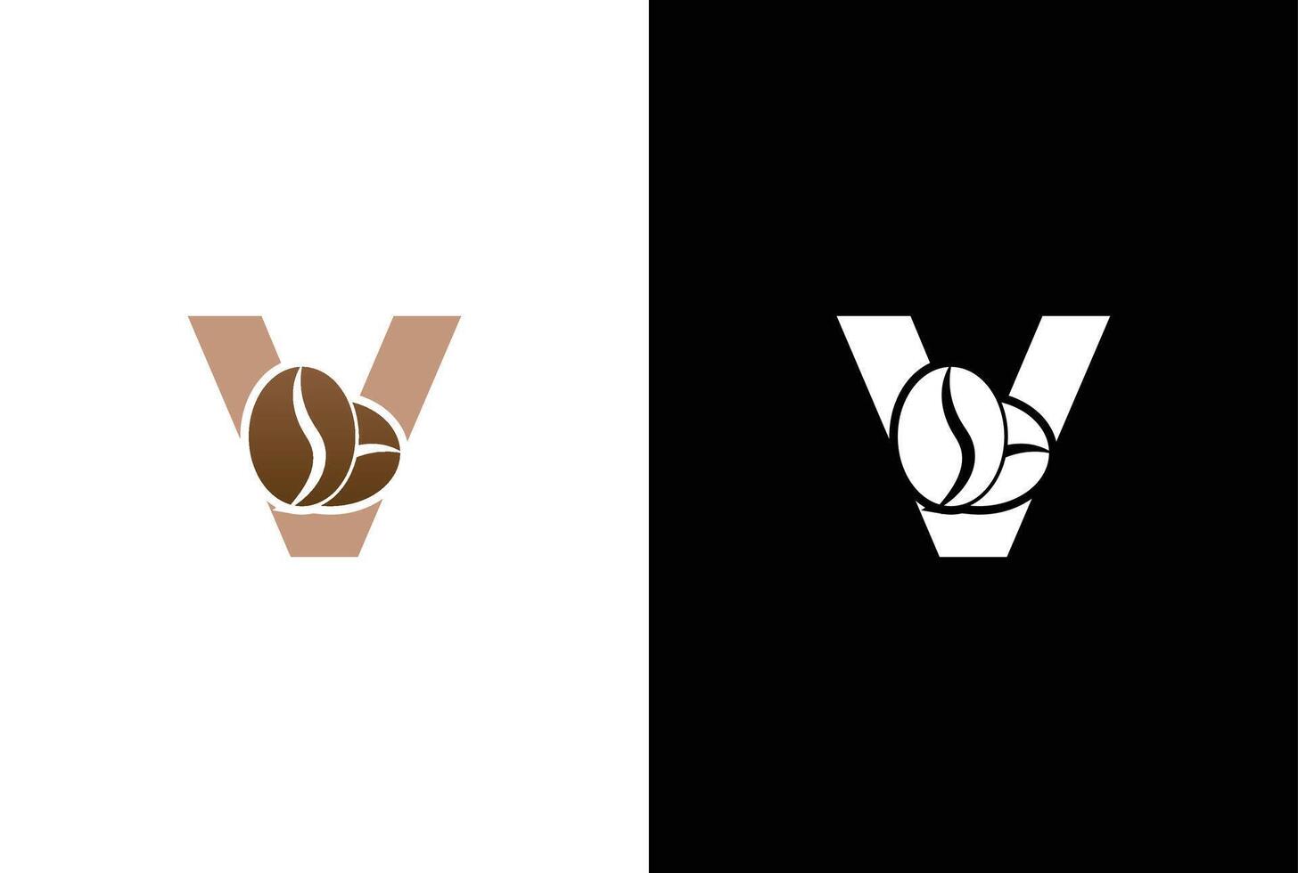 första brev v kaffe logotyp mall. brev v kaffe affär ikon, kaffe varumärke, minimalistisk, modern lämplig för kaffe affär logotyp mall. vektor