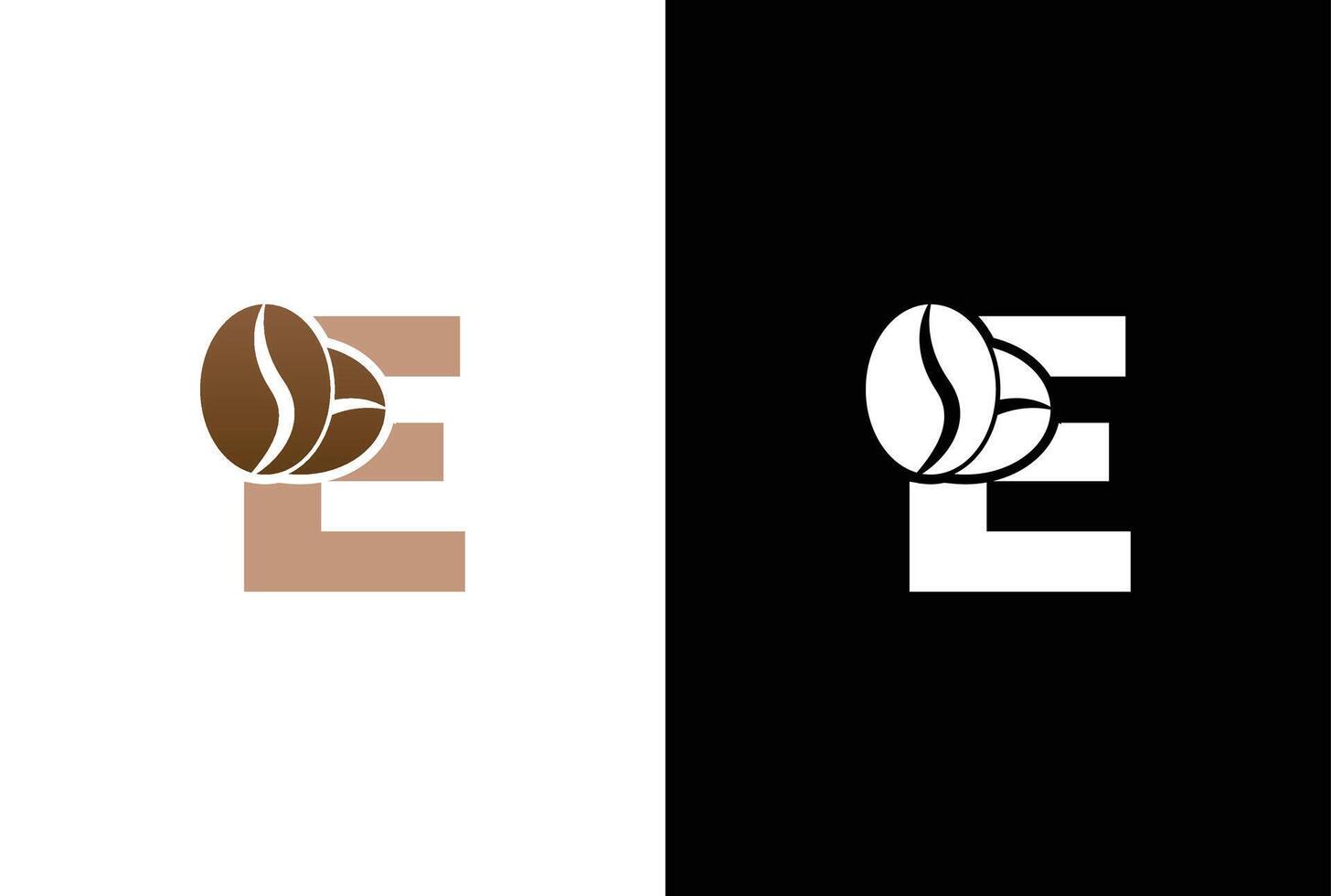 första brev e kaffe logotyp mall. brev e kaffe affär ikon, kaffe varumärke, minimalistisk, modern lämplig för kaffe affär logotyp mall. vektor