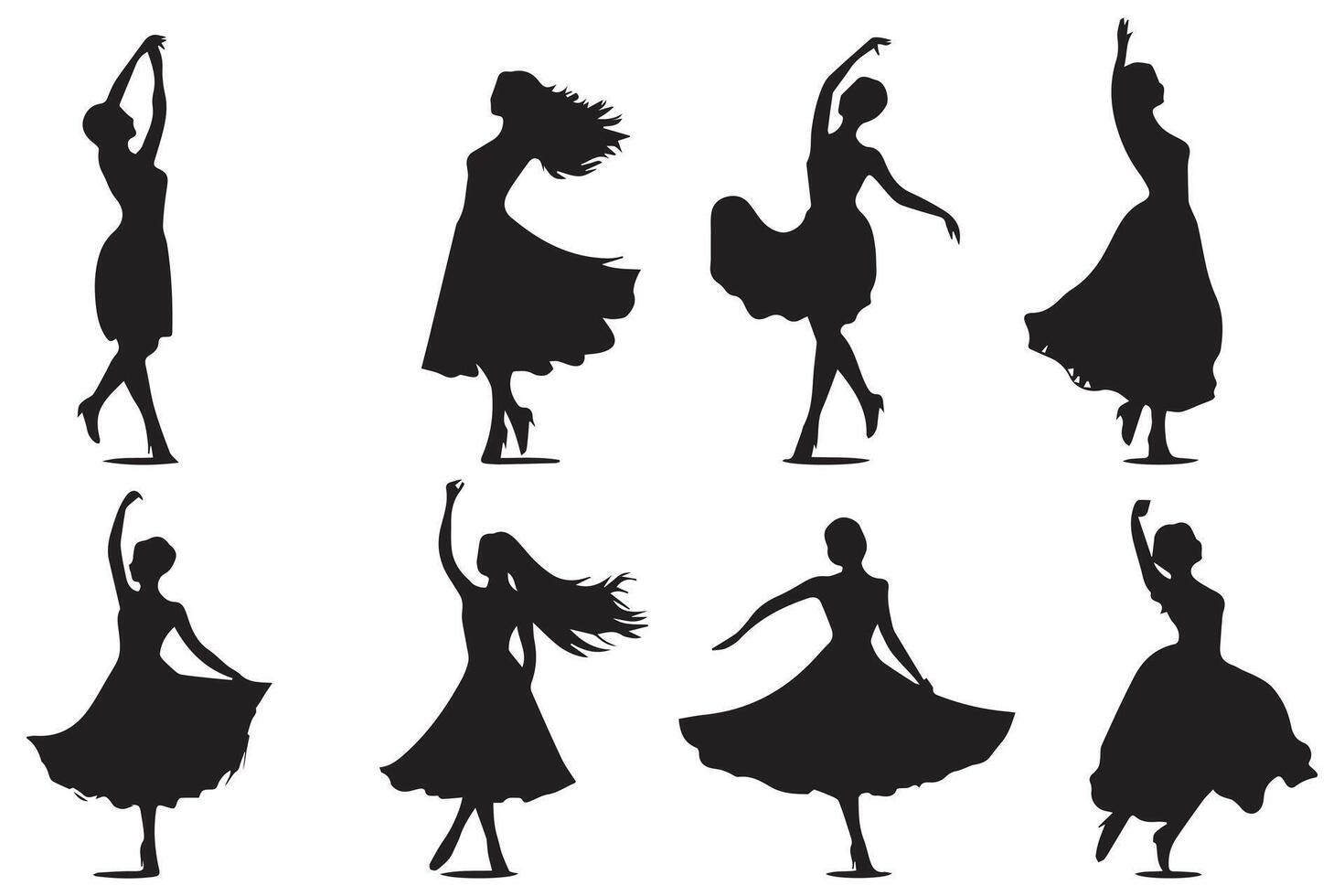 kreativ Silhouetten glücklich Tanzen Menschen auf Weiß Hintergrund vektor