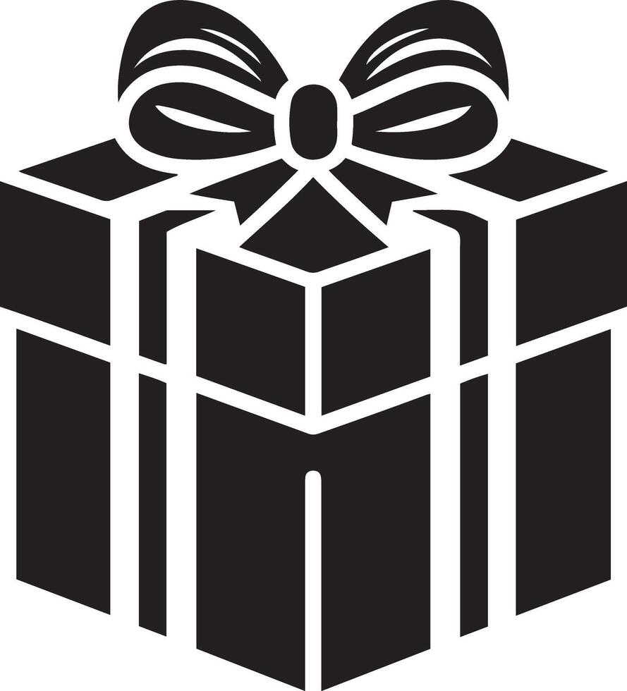 Silhouette Geschenk Box mit ein Bogen Symbol Illustration. fröhlich Weihnachten und glücklich Neu Jahr Geschenk Kasten. vektor