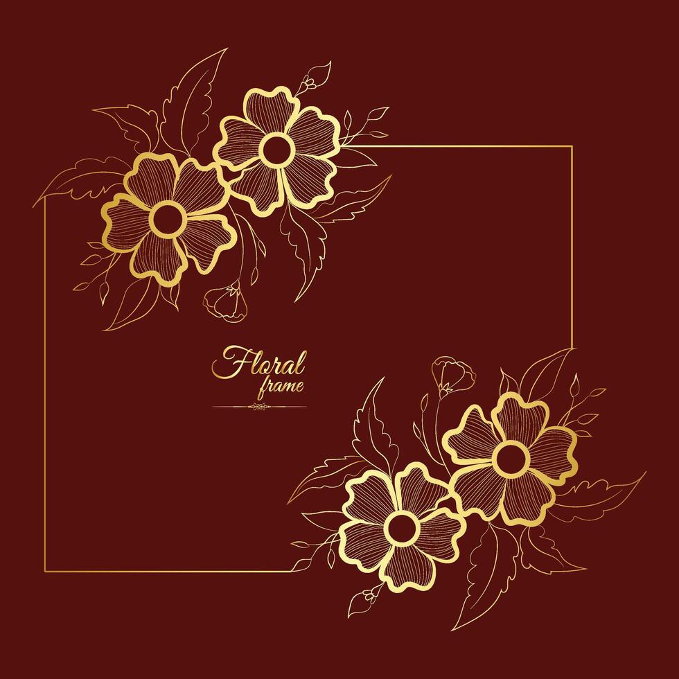 golden Rand warm Farbe Rand Rahmen Bild Rahmen Gold und Luxus Blumen- Rahmen vektor