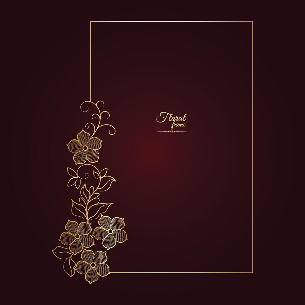 Gold glänzend glühend Jahrgang Rahmen mit Blume isoliert Blumen- Hintergrund golden Luxus Rahmen vektor