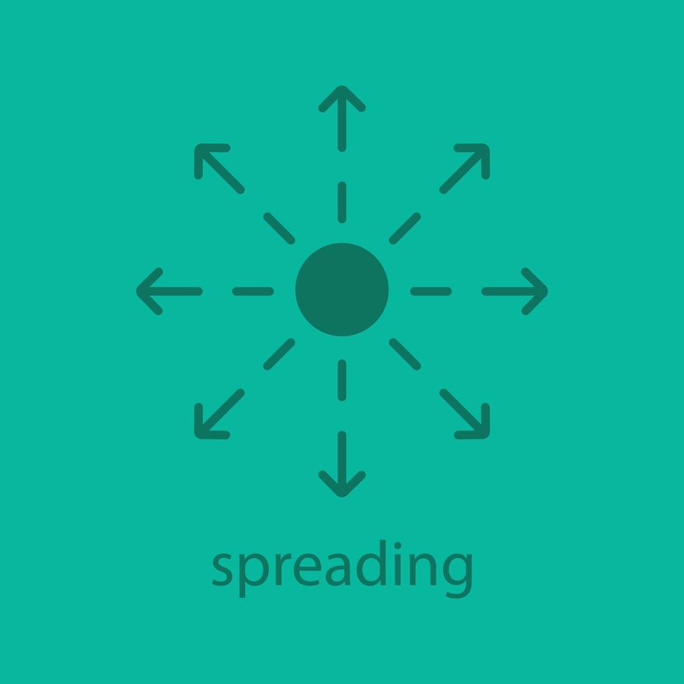 Symbol für die Verbreitung von Glyphenfarbe. Silhouette-Symbol. Verteilung abstrakte Metapher. negativen Raum. isolierte Vektorgrafik vektor