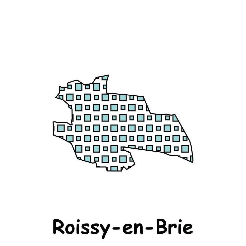 Karte Stadt von rosig en Brie, geometrisch Logo mit Digital Technologie, Illustration Design Vorlage vektor