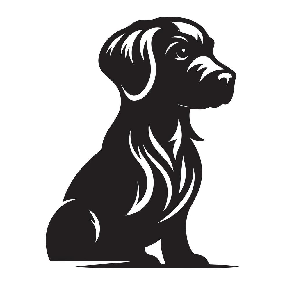 ein Cooper Hund, schwarz Farbe Silhouette vektor