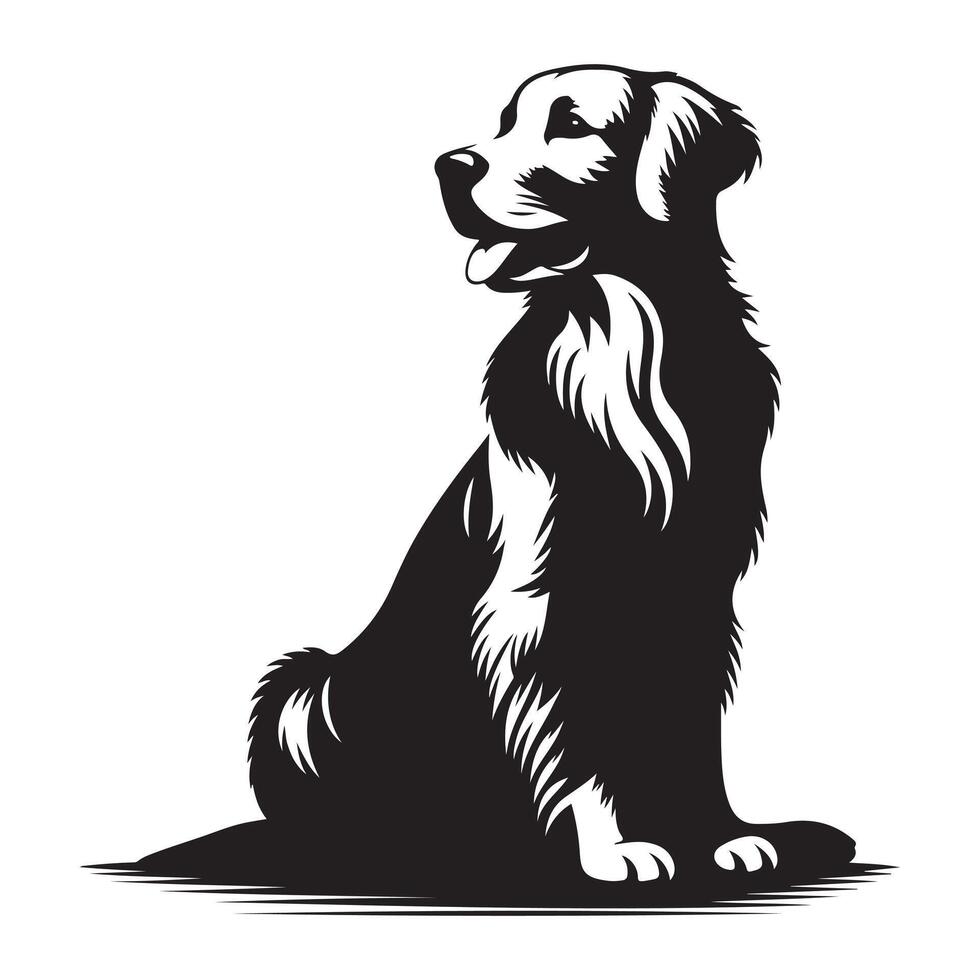 golden Retriever Hund Sitzung, schwarz Farbe Silhouette vektor