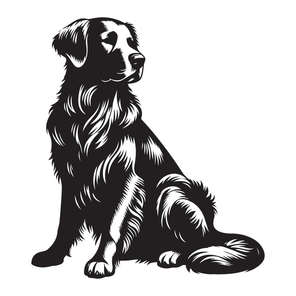 golden Retriever Hund Sitzung, schwarz Farbe Silhouette vektor