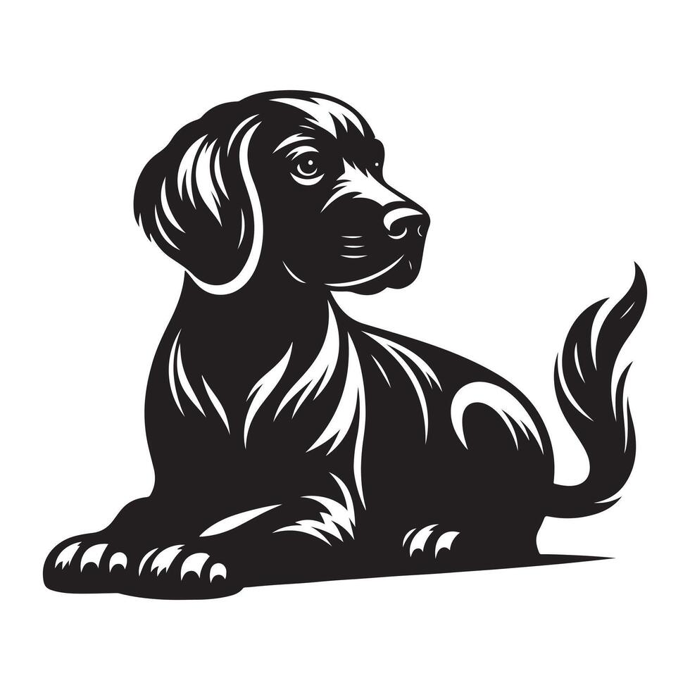 en tunnbindare hund, svart Färg silhuett vektor