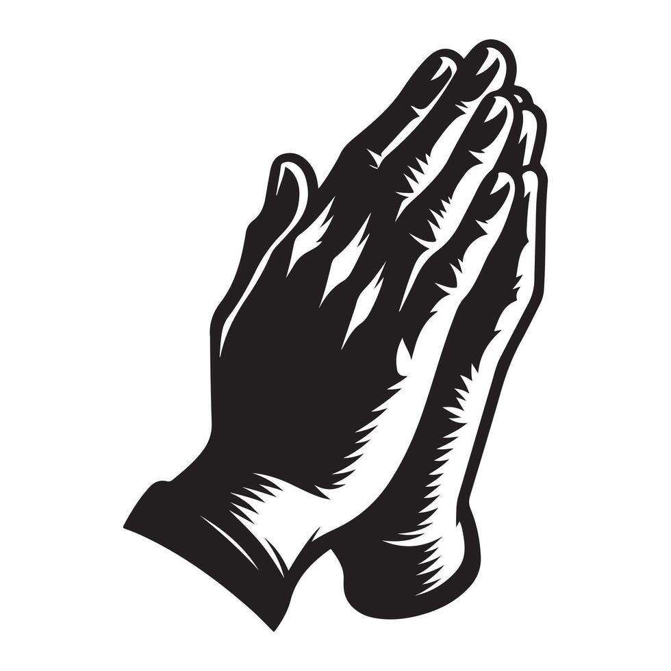 Geste von das Hände gefaltet im Gebet, schwarz Farbe Silhouette vektor