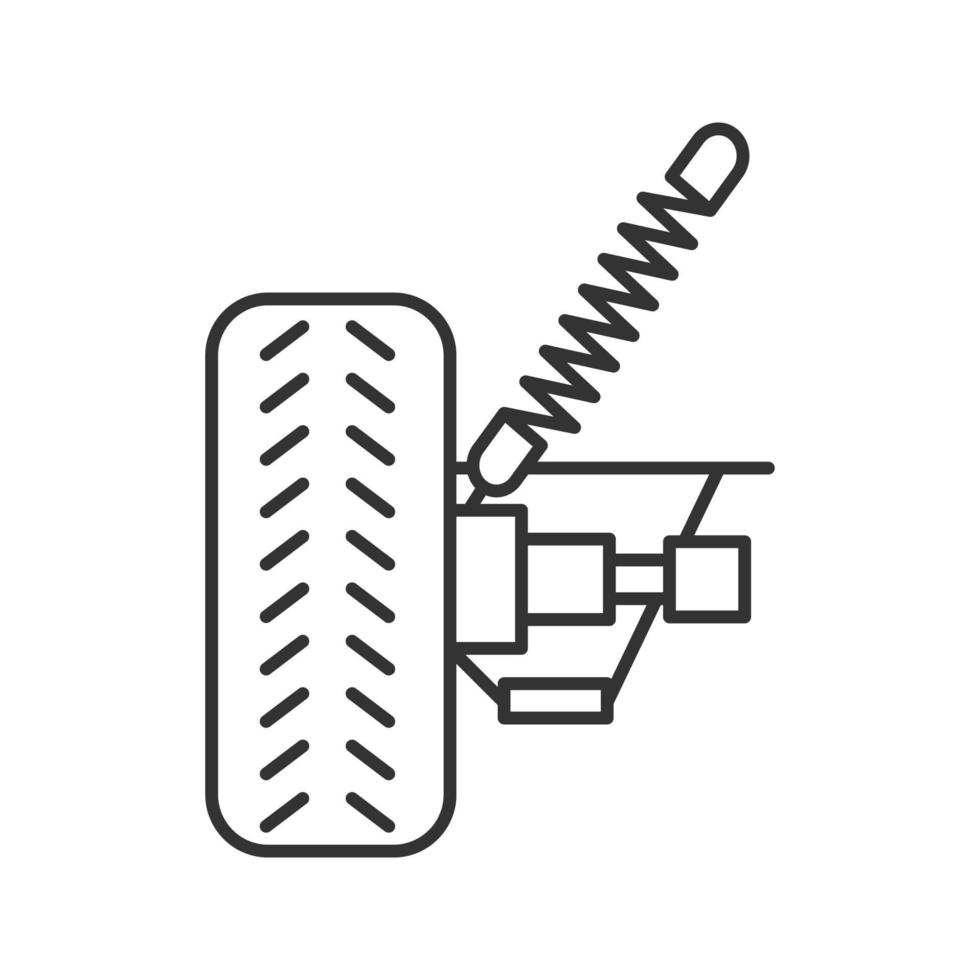 Lineares Symbol für die Autoaufhängung. dünne Linie Abbildung. Stoßdämpfer. Kontursymbol. Vektor isolierte Umrisszeichnung