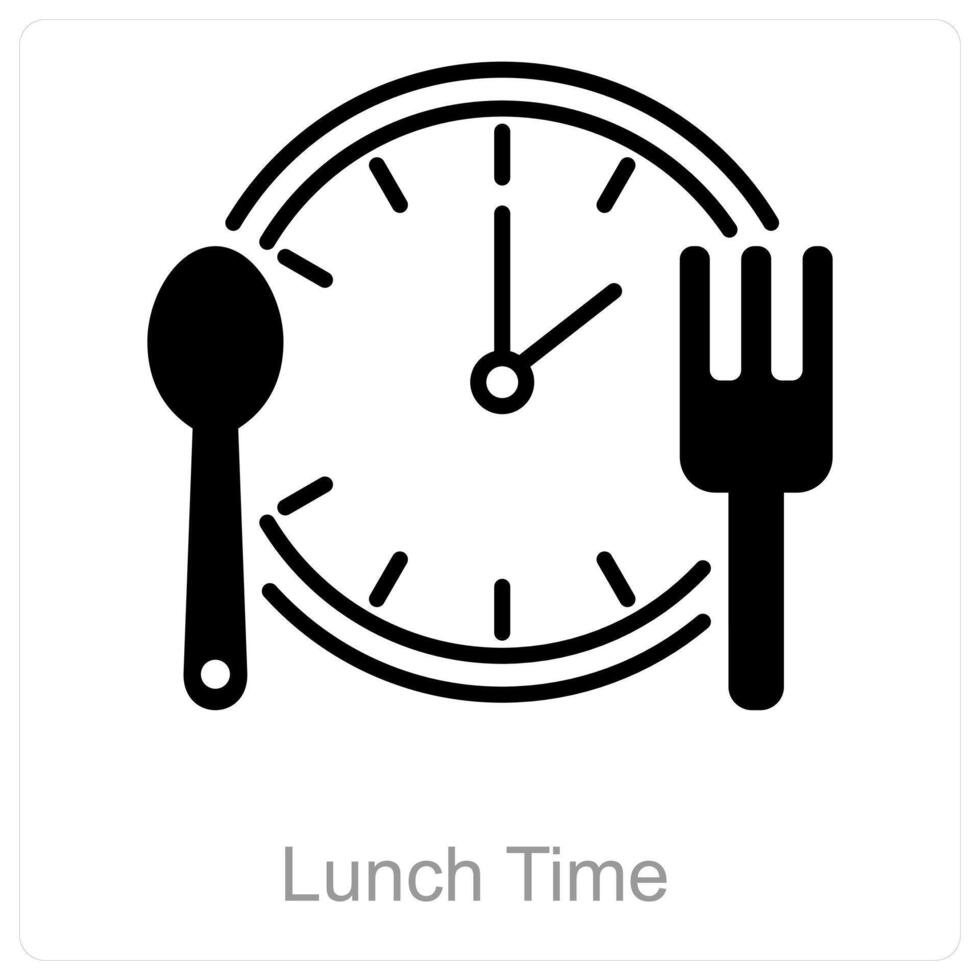 Mittagessen Zeit und Mittagessen Symbol Konzept vektor
