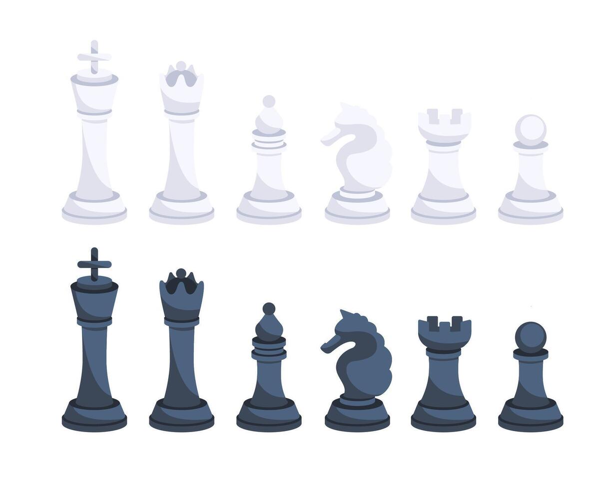 Schach Stücke. Tafel Spiel. König, Königin, Bischof und Ritter vektor