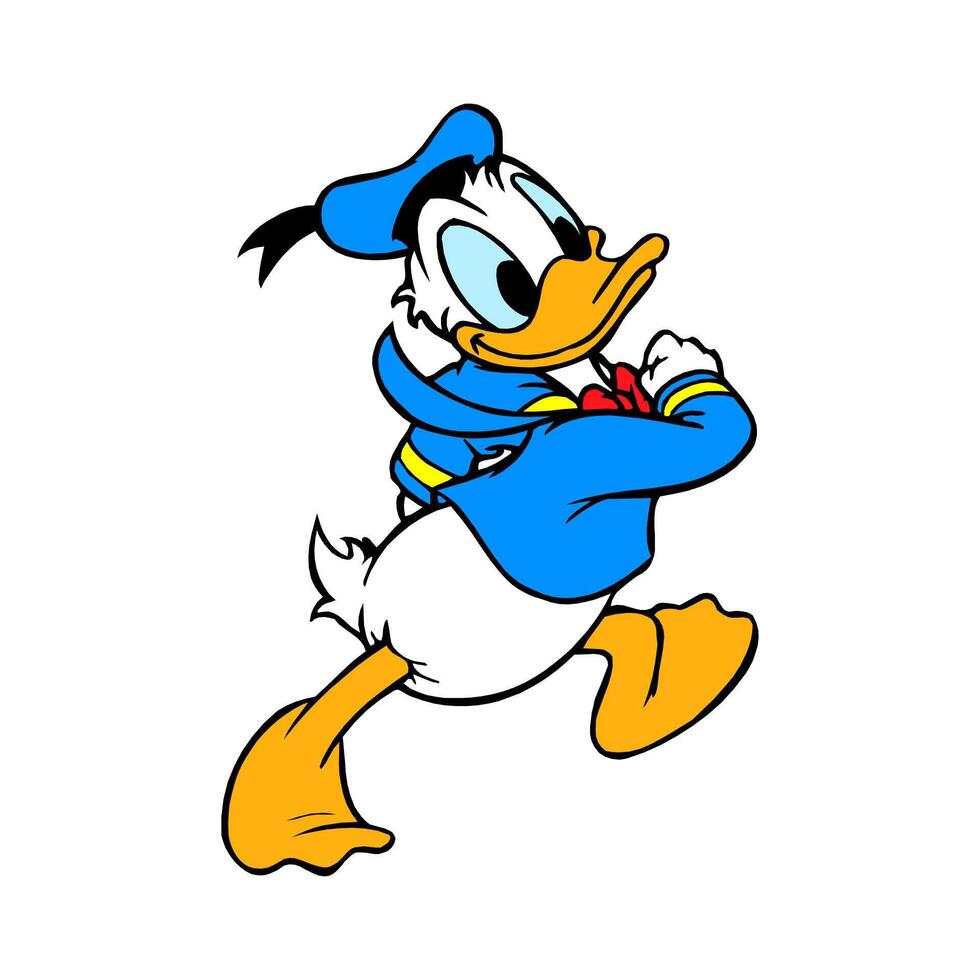 disney karaktär Donald Anka gående tecknad serie animering vektor