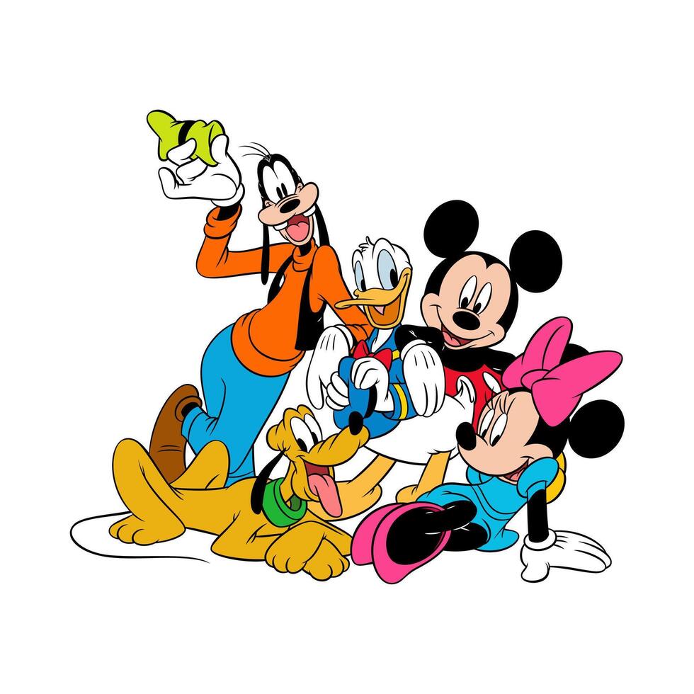 disney animerad karaktär uppsättning mickey mus och vänner Lycklig tecknad serie vektor