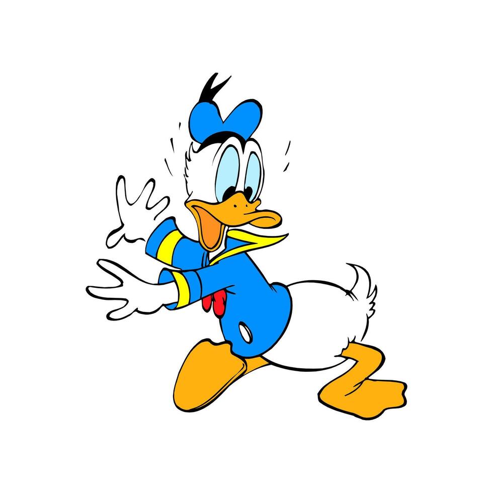 disney karaktär Donald Anka söt chock ansikte tecknad serie animering vektor