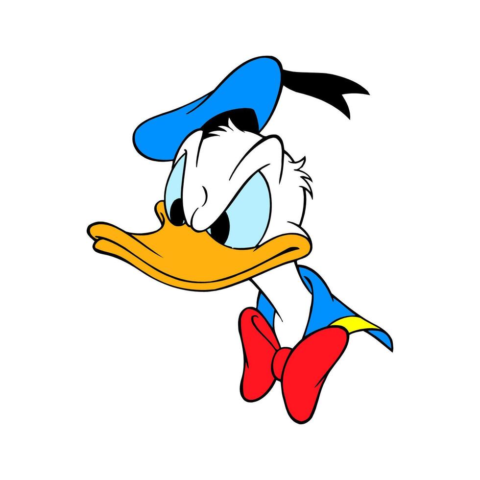 disney Walt karaktär Donald Anka söt ansikte tecknad serie animering vektor