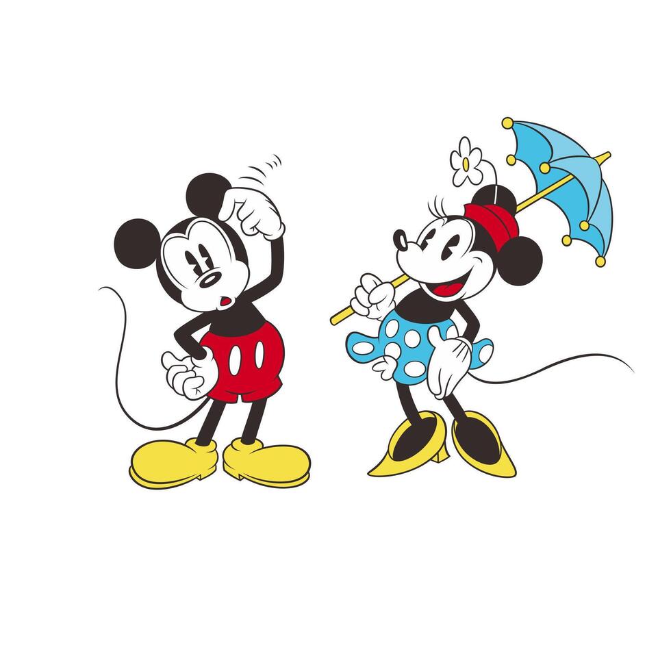 disney animerad karaktär mickey mus och minnie mus tecknad serie vektor