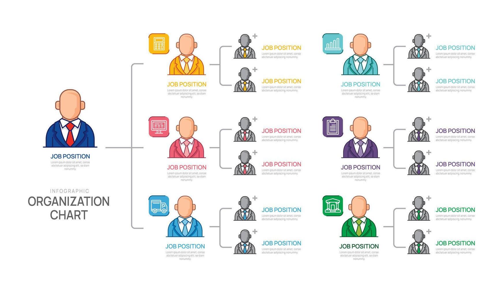 infographic mall för organisation Diagram med företag avatar ikoner. infographic för företag. vektor