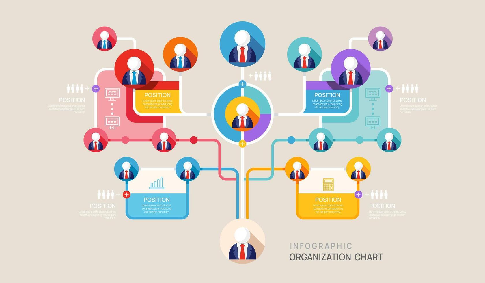infographic mall för organisation Diagram med företag avatar ikoner. infographic för företag. vektor