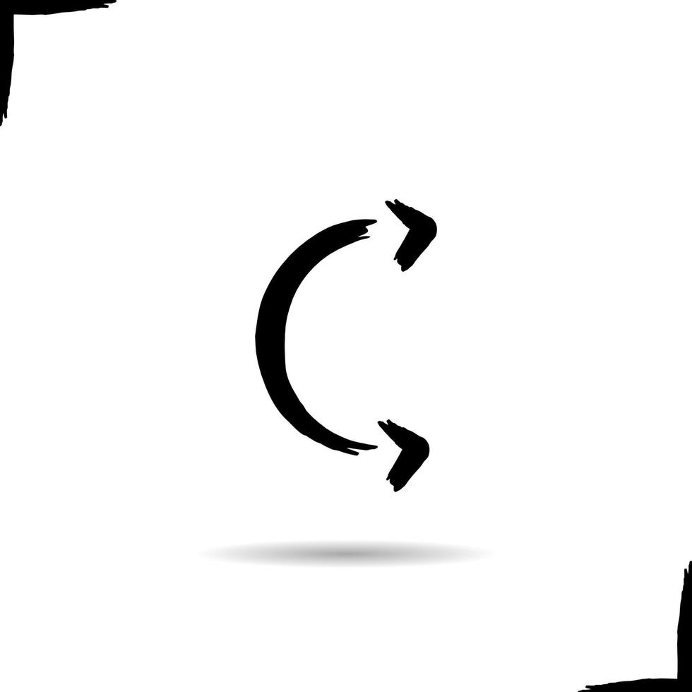 flexibel båge pilar ikon. skuggsymbol. bläck penseldrag. vektor isolerade illustration