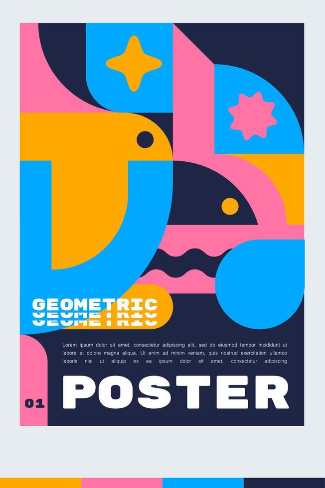 design mall för ett a4 affisch eller baner med en djur- geometrisk. illustration form. minimalistisk och scandinavian design stil. vektor