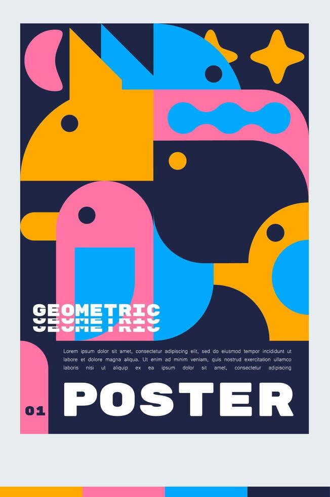 Design Vorlage zum ein a4 Poster oder Banner mit ein Tier geometrisch. Illustration Form. minimalistisch und skandinavisch Design Stil. vektor