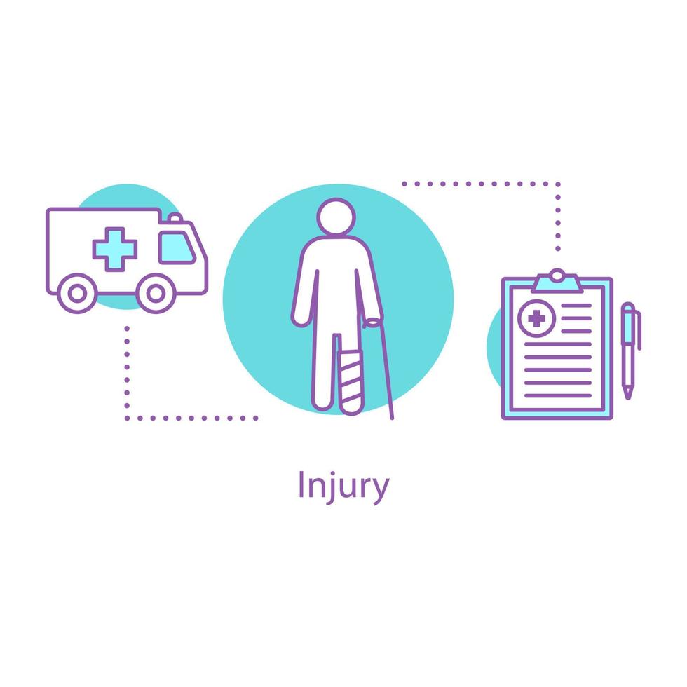 skada koncept ikon. akuten. sjukförsäkring idé tunn linje illustration. olycka. vektor isolerade konturritning