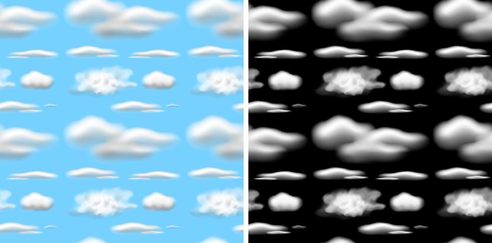 Nahtloses Hintergrunddesign mit Wolken im blauen und schwarzen Himmel vektor