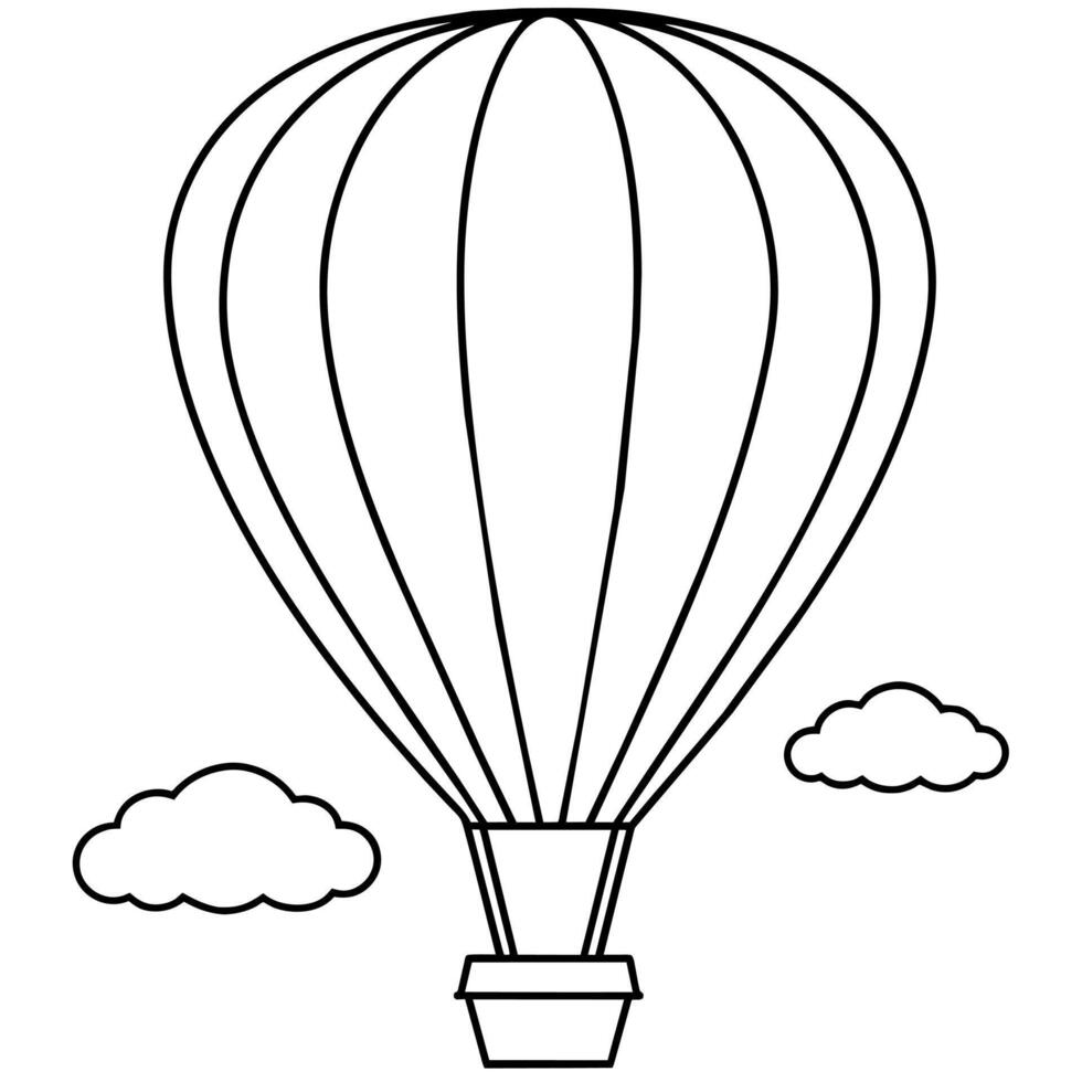 heiß Luft Ballon auf das Himmel Gliederung Färbung Buch Seite Linie Kunst Illustration Digital Zeichnung vektor