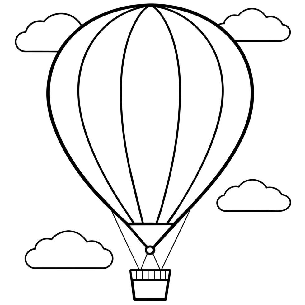 heiß Luft Ballon auf das Himmel Gliederung Färbung Buch Seite Linie Kunst Illustration Digital Zeichnung vektor