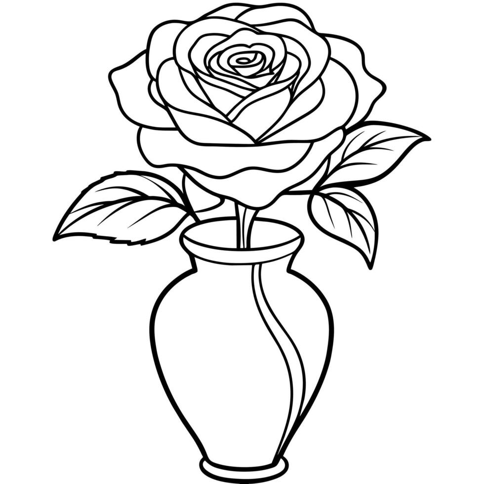 Rose Blume Gliederung Illustration Färbung Buch Seite Design, Rose Blume schwarz und Weiß Linie Kunst Zeichnung Färbung Buch Seiten zum Kinder und Erwachsene vektor