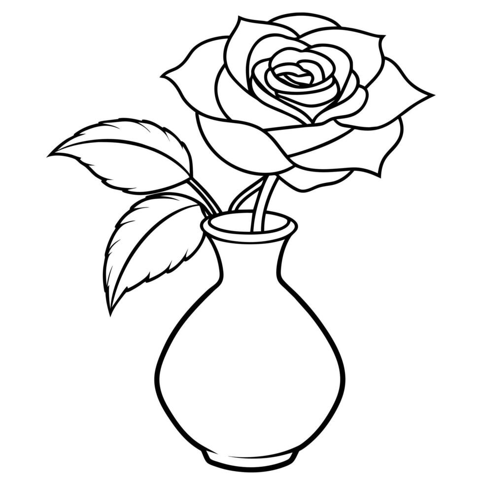 Rose Blume Gliederung Illustration Färbung Buch Seite Design, Rose Blume schwarz und Weiß Linie Kunst Zeichnung Färbung Buch Seiten zum Kinder und Erwachsene vektor