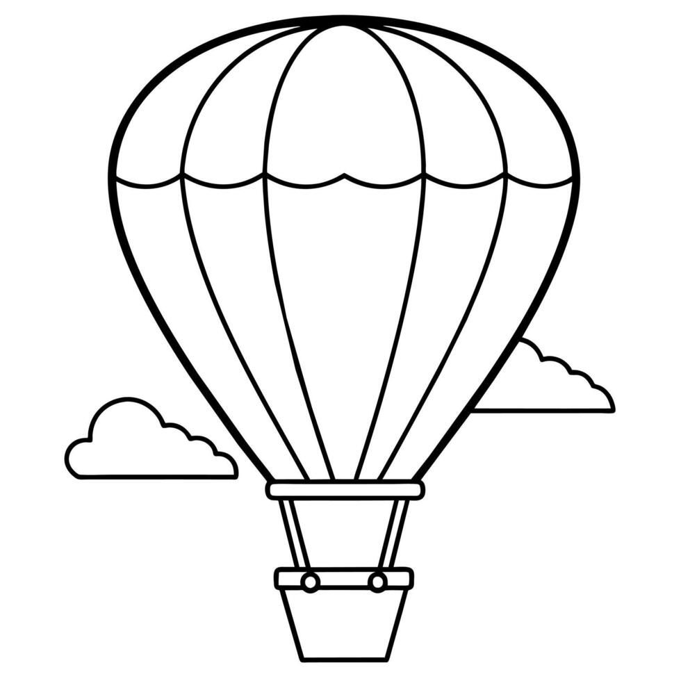 heiß Luft Ballon auf das Himmel Gliederung Färbung Buch Seite Linie Kunst Illustration Digital Zeichnung vektor