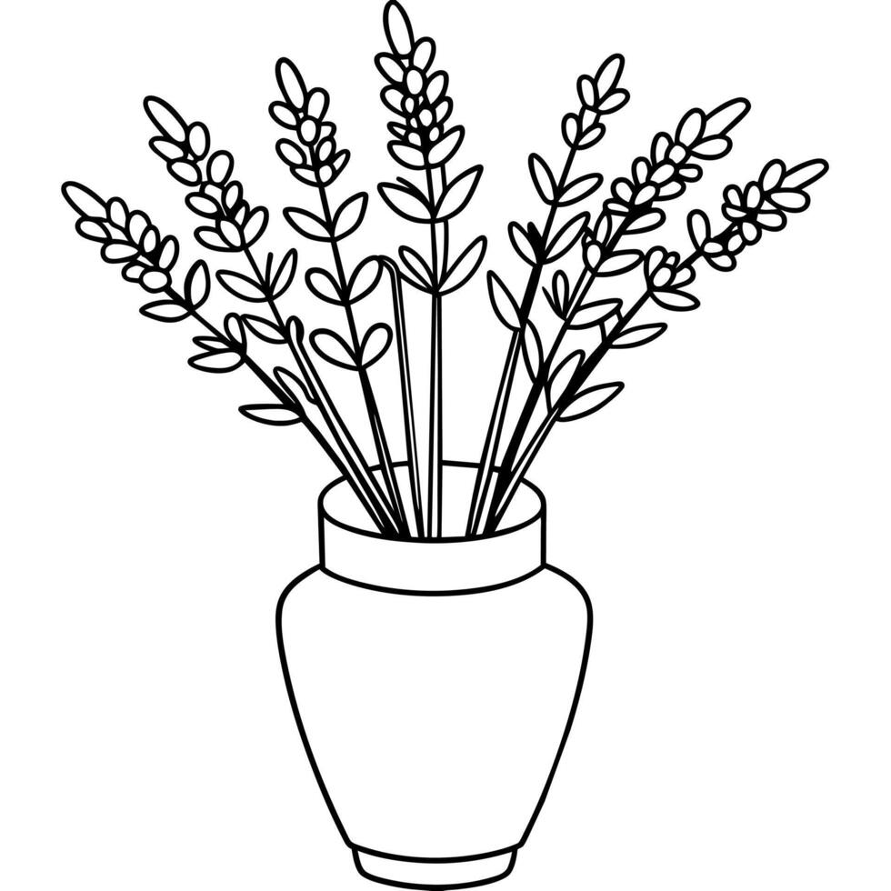 lavendel- blomma översikt illustration färg bok sida design, lavendel- svart och vit linje konst teckning färg bok sidor för barn och vuxna vektor