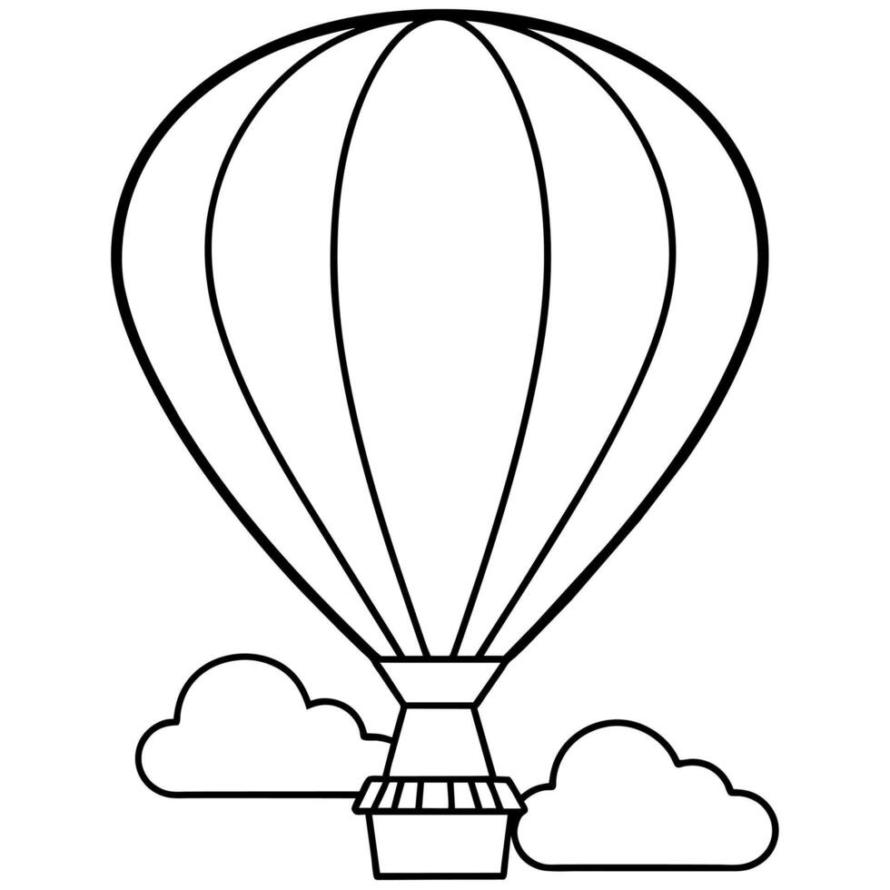 heiß Luft Ballon auf das Himmel Gliederung Färbung Buch Seite Linie Kunst Illustration Digital Zeichnung vektor