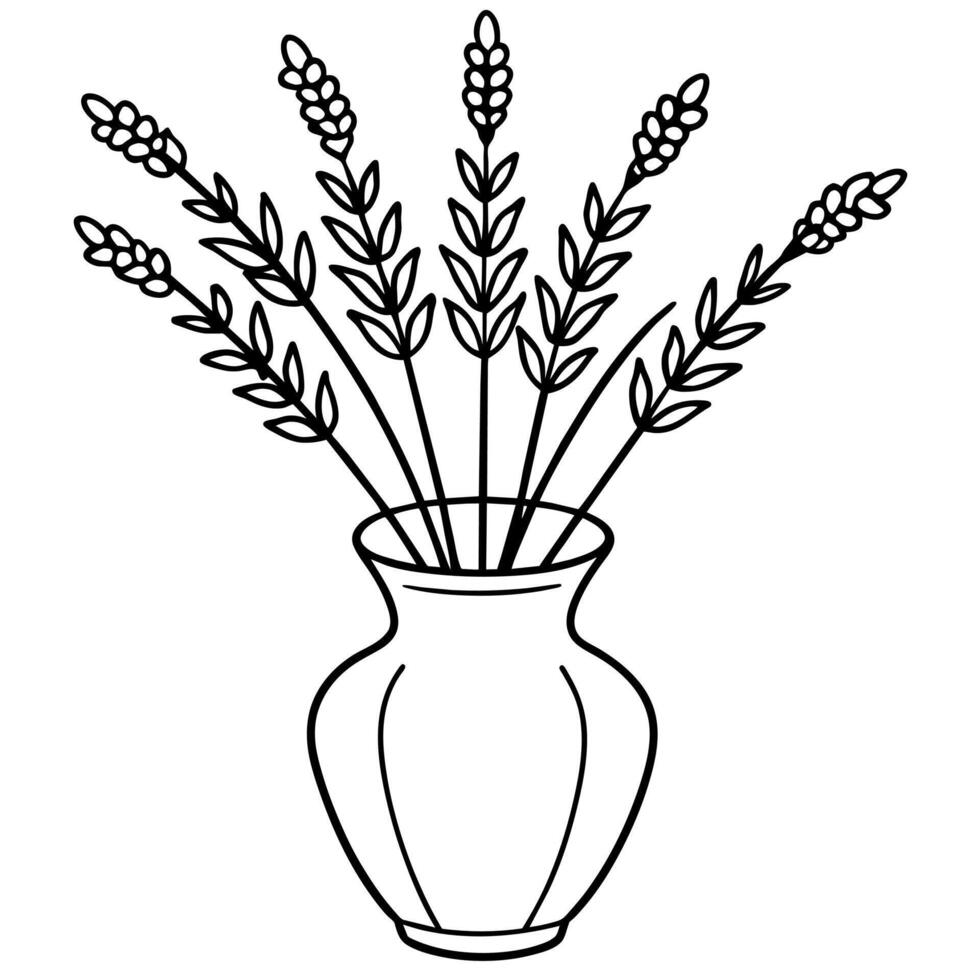 lavendel- blomma översikt illustration färg bok sida design, lavendel- svart och vit linje konst teckning färg bok sidor för barn och vuxna vektor