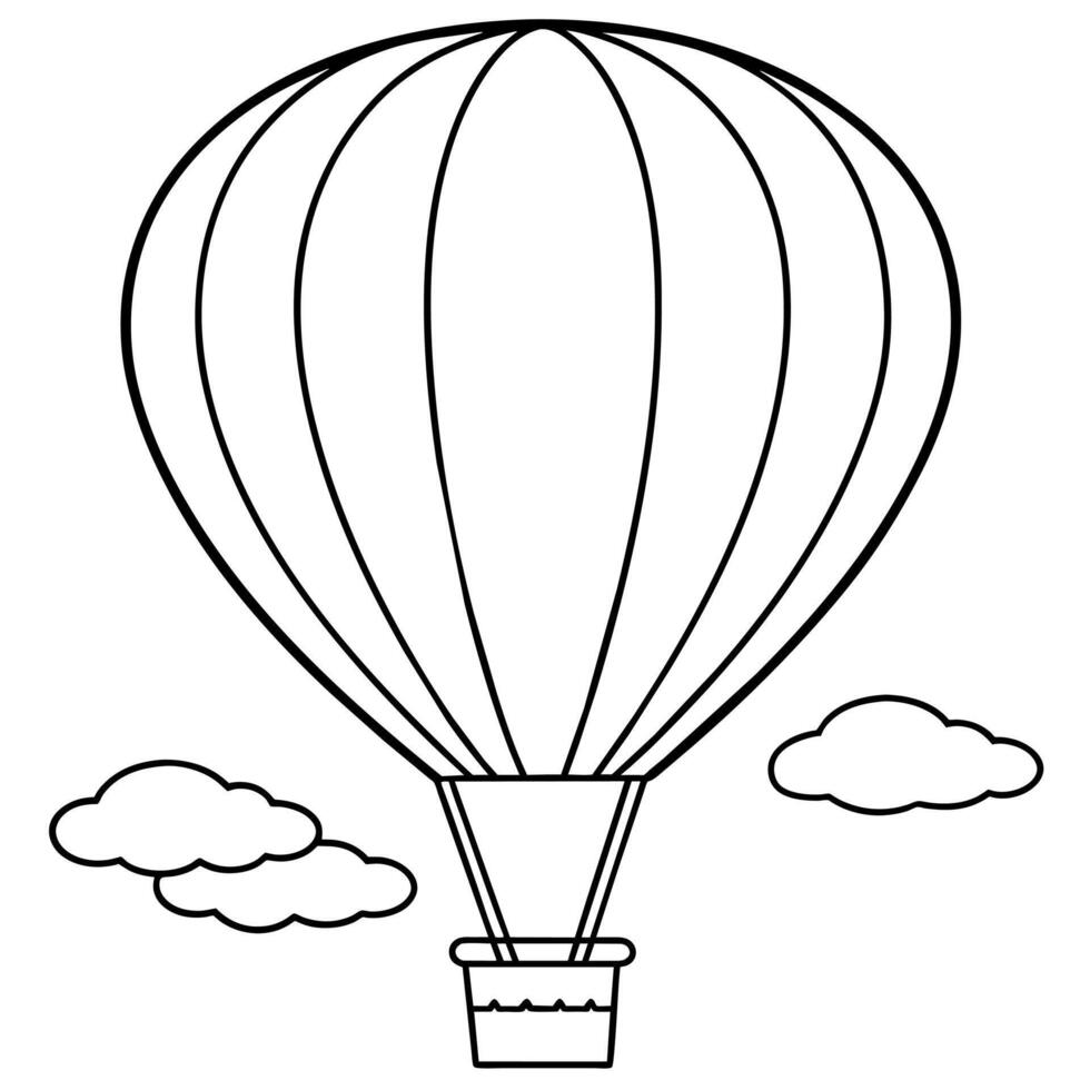 heiß Luft Ballon auf das Himmel Gliederung Färbung Buch Seite Linie Kunst Illustration Digital Zeichnung vektor