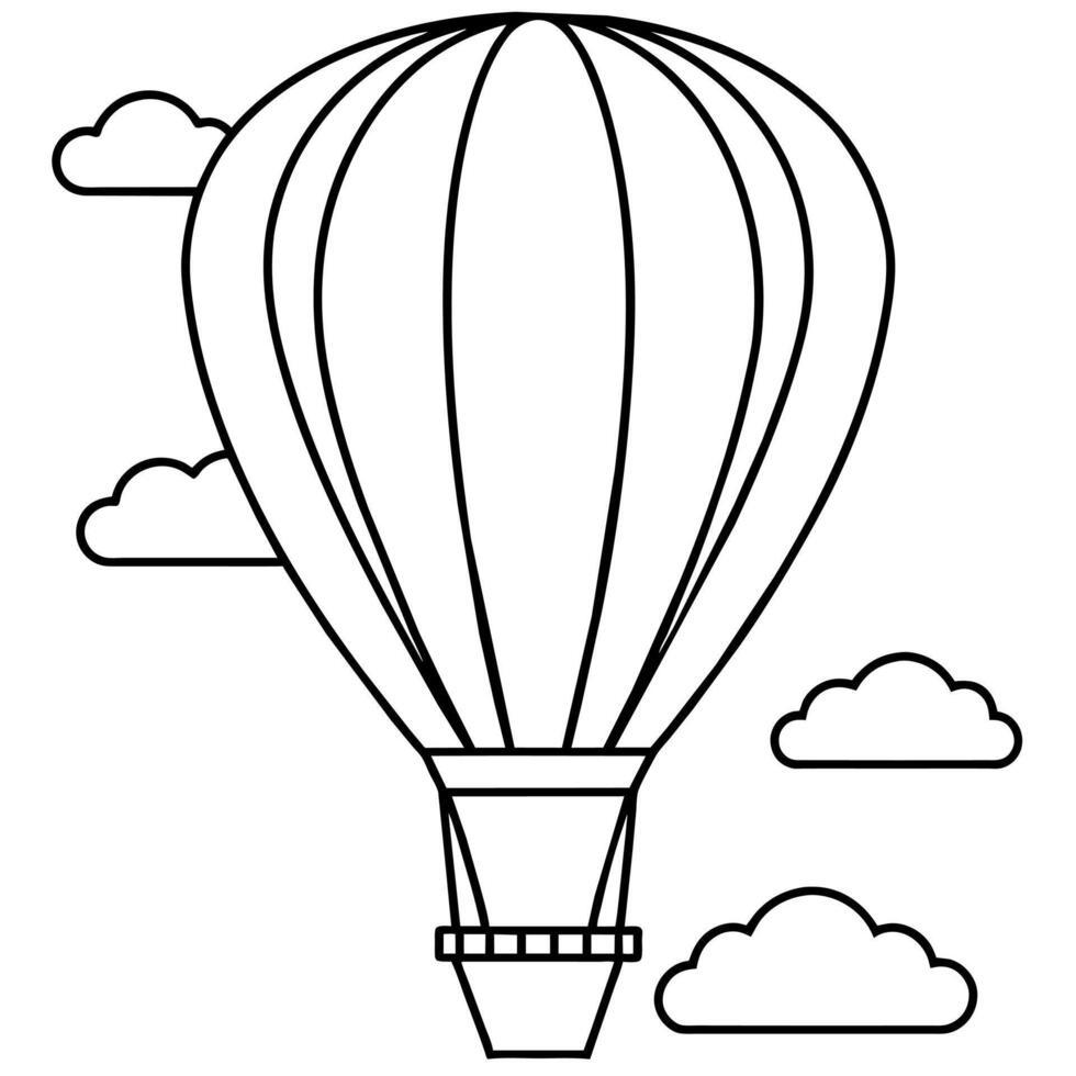 heiß Luft Ballon auf das Himmel Gliederung Färbung Buch Seite Linie Kunst Illustration Digital Zeichnung vektor