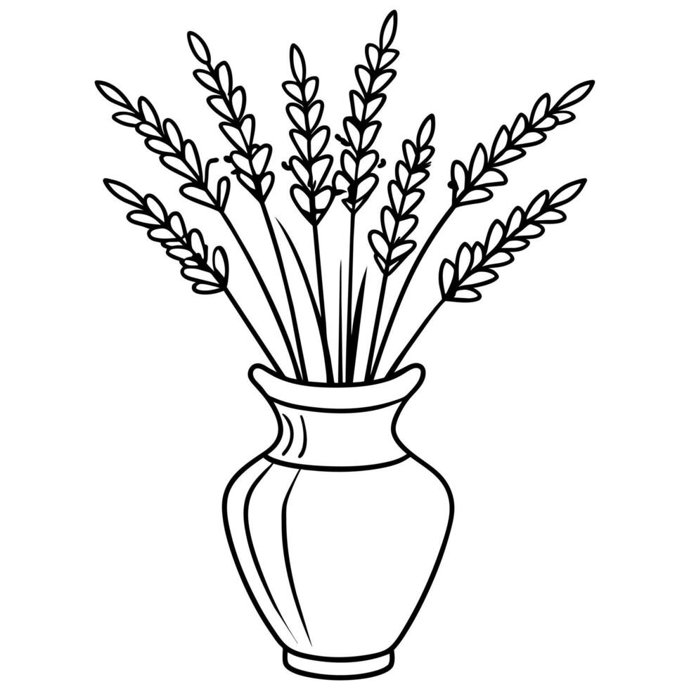 lavendel- blomma översikt illustration färg bok sida design, lavendel- svart och vit linje konst teckning färg bok sidor för barn och vuxna vektor