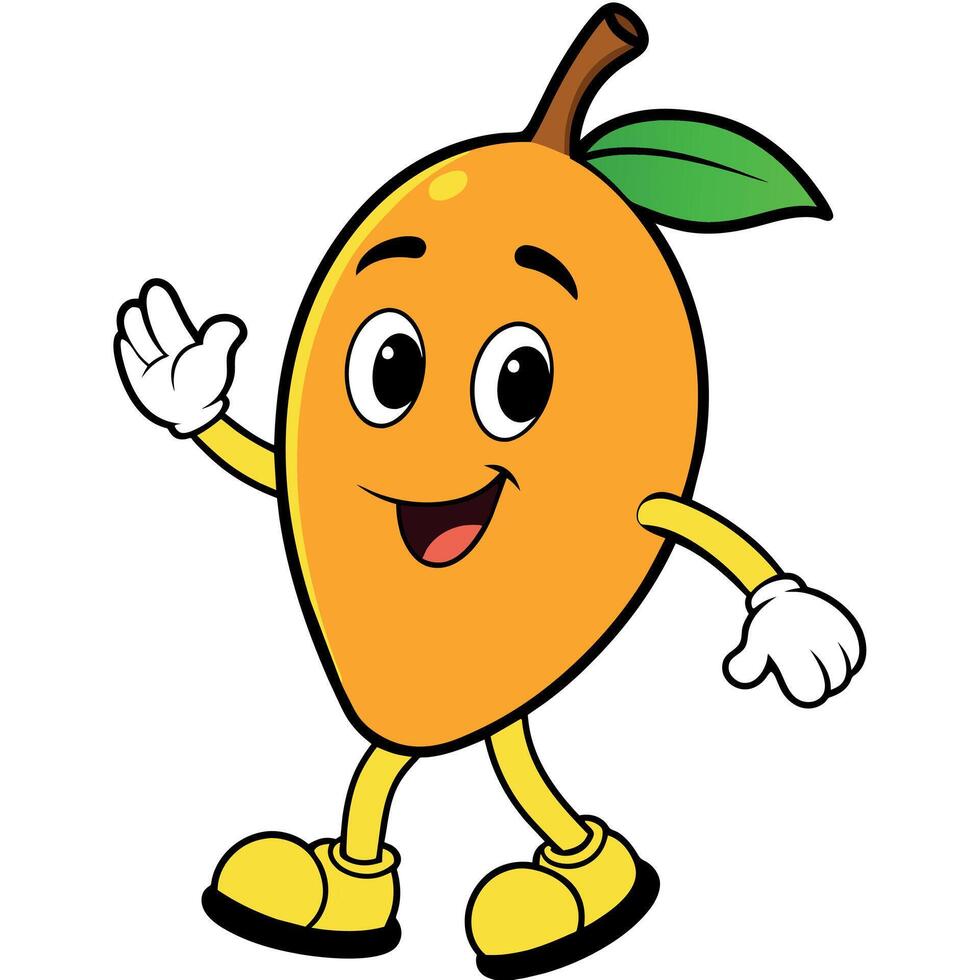 Mango Obst groovig Charakter eben Illustration vektor