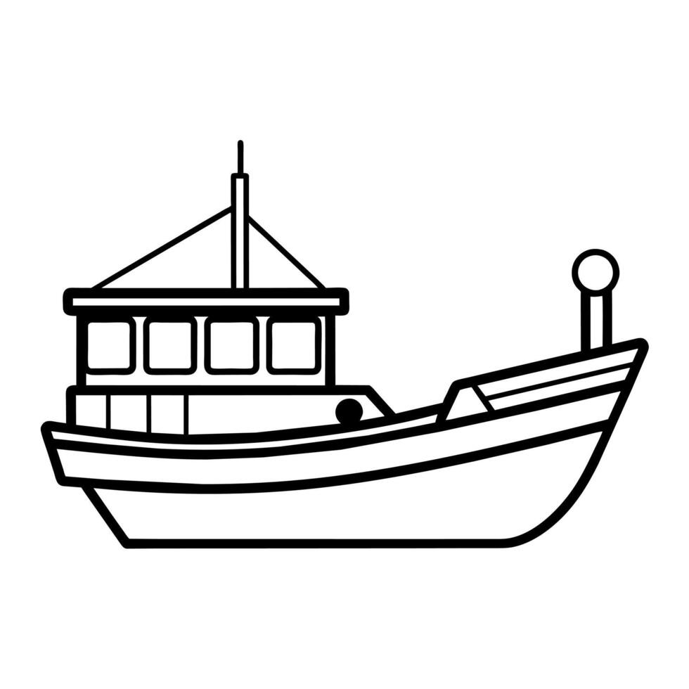 båt ikon illustration linje konst platt stil vektor