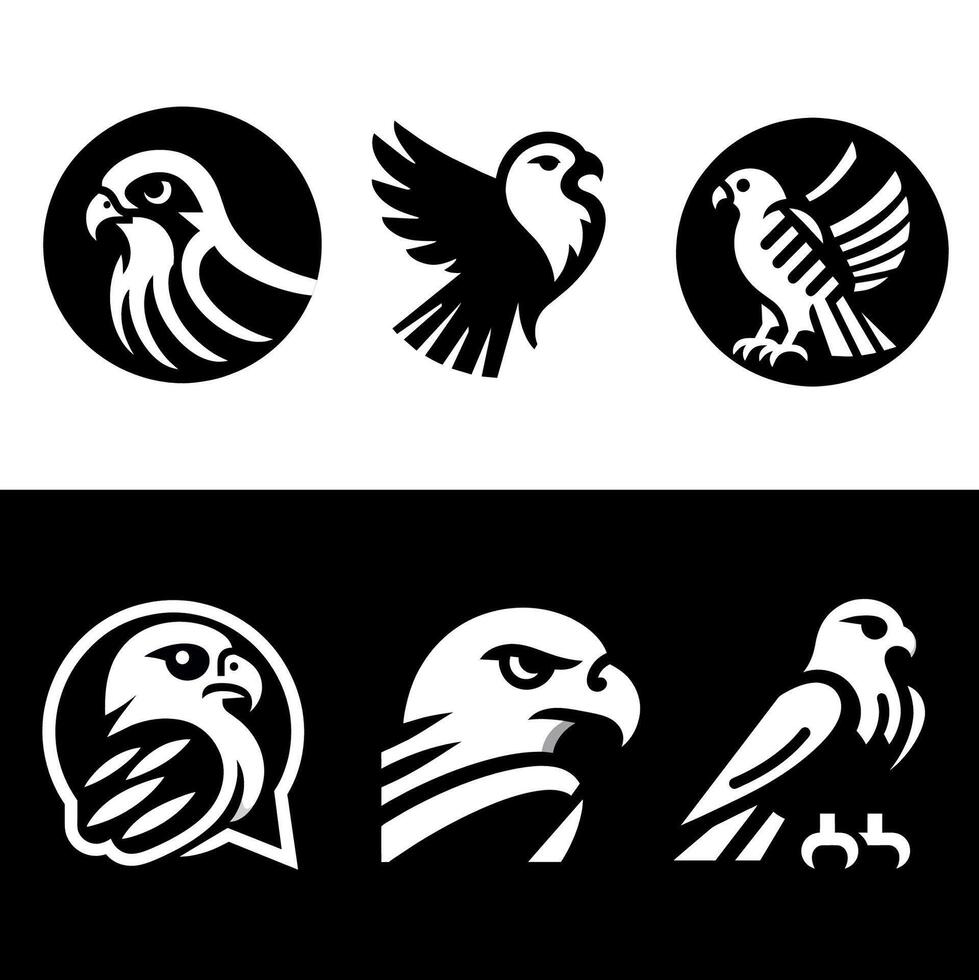 Vögel Logo Design Satz, schwarz und Weiß vektor