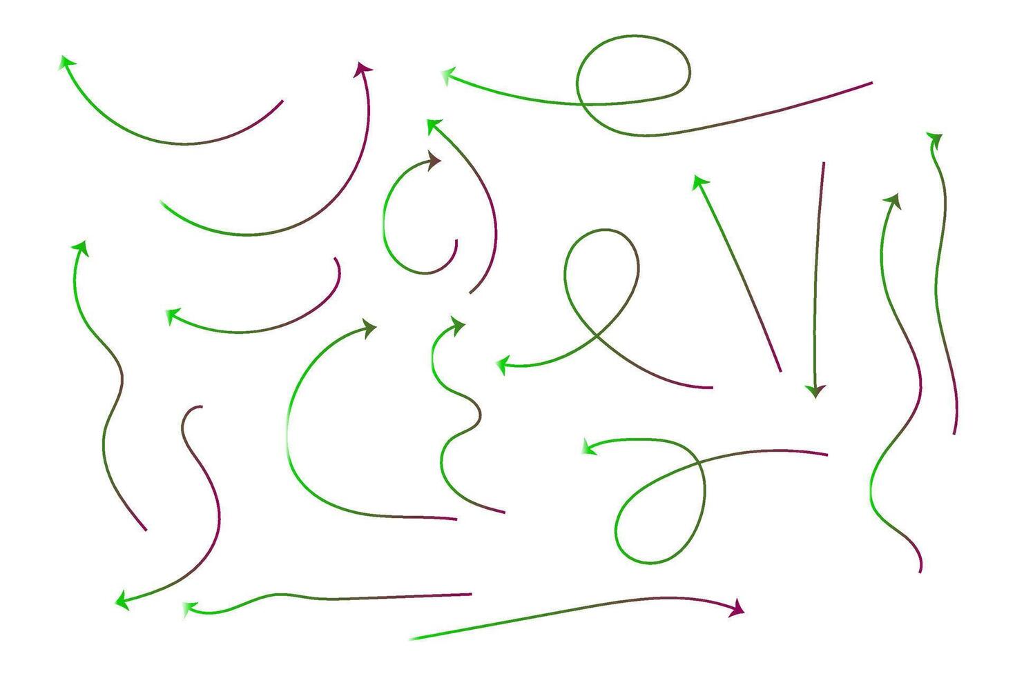 Hand gezeichnet dünn Linie Pfeile und Richtung Zeichen Satz. vektor