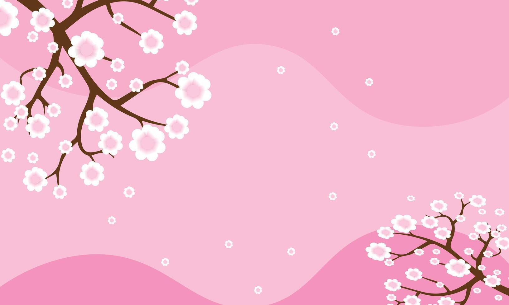 skön vår körsbär blomma bakgrund landskap illustration. redigerbar vektor